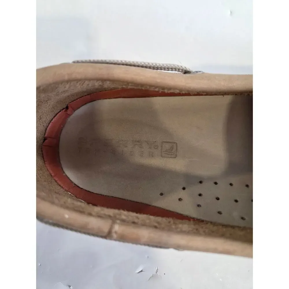 Sperry Top-Sider Two Tone Sz 15M  Leather Brown Tan Beige Boat Loafer Shoes - Picture 5 of 7